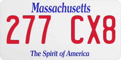 MA license plate 277CX8