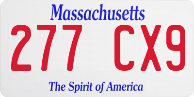 MA license plate 277CX9