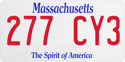 MA license plate 277CY3