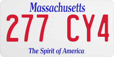MA license plate 277CY4