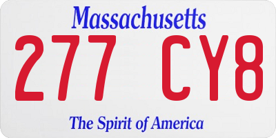 MA license plate 277CY8