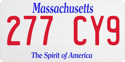 MA license plate 277CY9