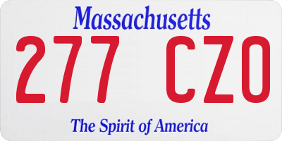 MA license plate 277CZ0