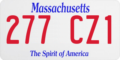 MA license plate 277CZ1