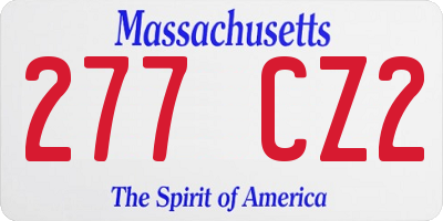 MA license plate 277CZ2
