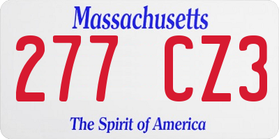 MA license plate 277CZ3