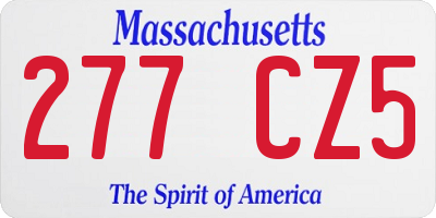 MA license plate 277CZ5