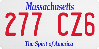 MA license plate 277CZ6