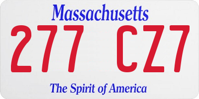 MA license plate 277CZ7