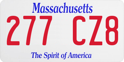 MA license plate 277CZ8
