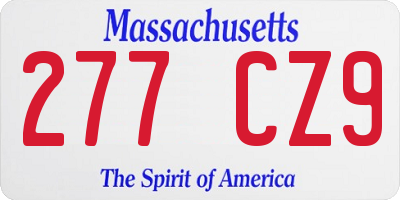 MA license plate 277CZ9