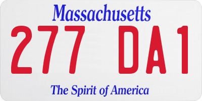MA license plate 277DA1