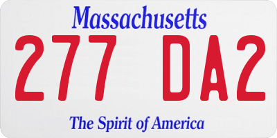 MA license plate 277DA2