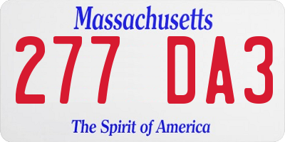 MA license plate 277DA3