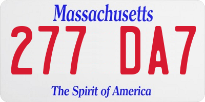 MA license plate 277DA7