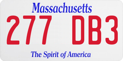 MA license plate 277DB3