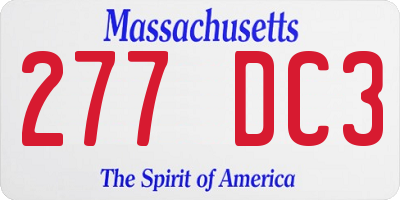 MA license plate 277DC3