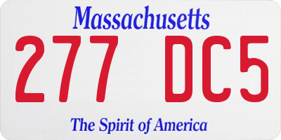 MA license plate 277DC5