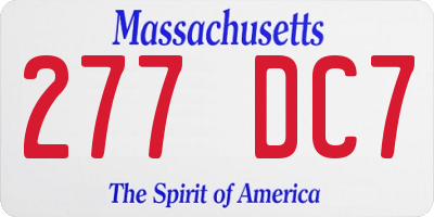 MA license plate 277DC7