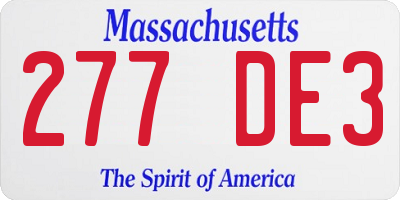 MA license plate 277DE3