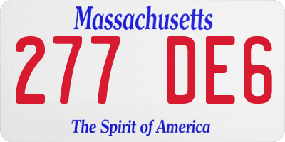 MA license plate 277DE6