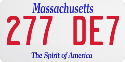 MA license plate 277DE7