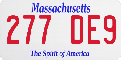 MA license plate 277DE9