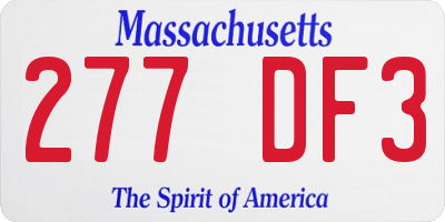 MA license plate 277DF3