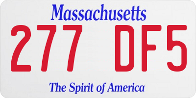 MA license plate 277DF5
