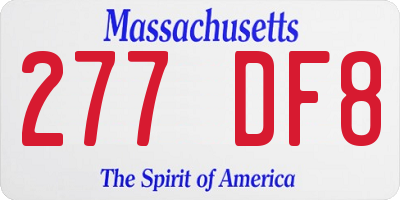 MA license plate 277DF8