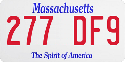 MA license plate 277DF9