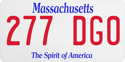 MA license plate 277DG0