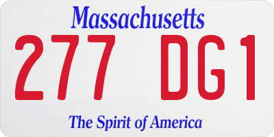 MA license plate 277DG1