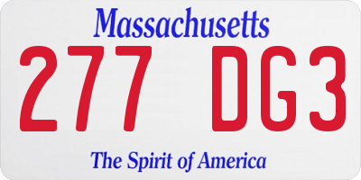 MA license plate 277DG3