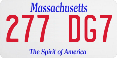 MA license plate 277DG7