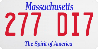 MA license plate 277DI7