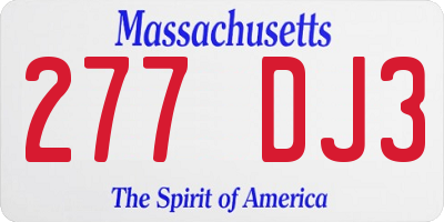 MA license plate 277DJ3