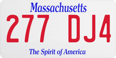 MA license plate 277DJ4