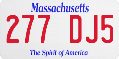 MA license plate 277DJ5