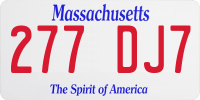 MA license plate 277DJ7