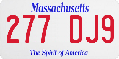 MA license plate 277DJ9