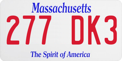 MA license plate 277DK3