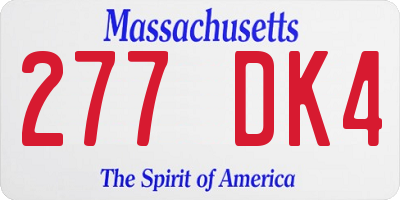 MA license plate 277DK4