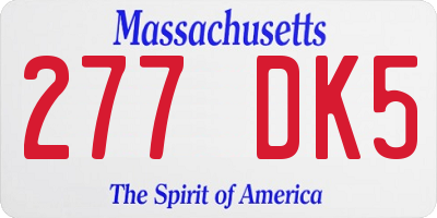 MA license plate 277DK5