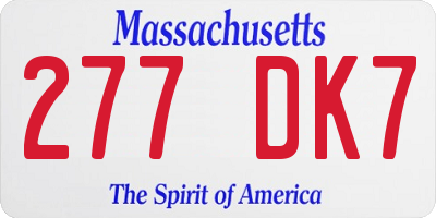 MA license plate 277DK7