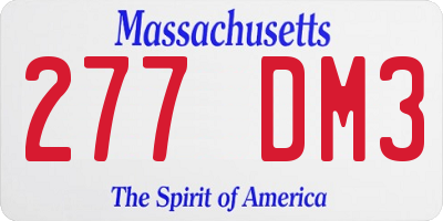 MA license plate 277DM3