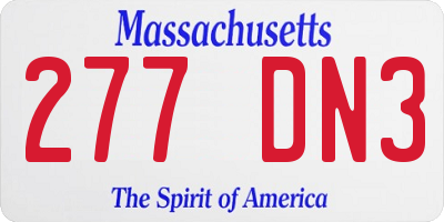 MA license plate 277DN3
