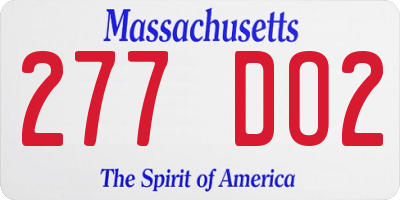 MA license plate 277DO2
