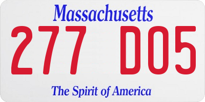 MA license plate 277DO5