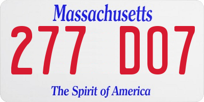 MA license plate 277DO7